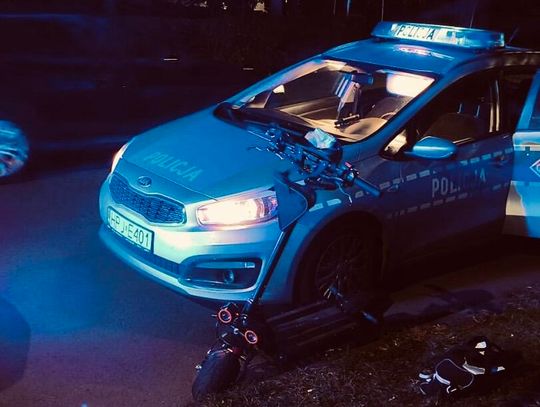 32-latek po narkotykach uciekał policji na hulajnodze. Spowodował kolizję z radiowozem
