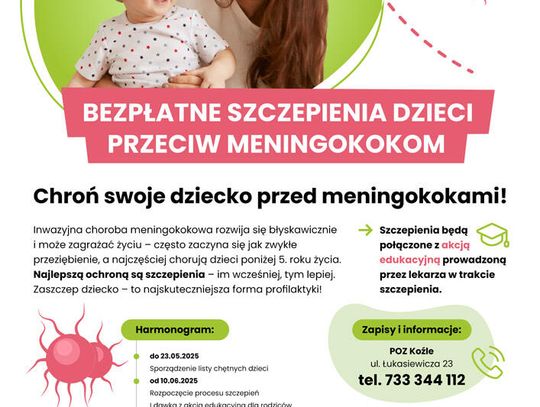 Bezpłatne szczepienia przeciw meningokokom dla dzieci z Kędzierzyna-Koźla. Jest harmonogram akcji