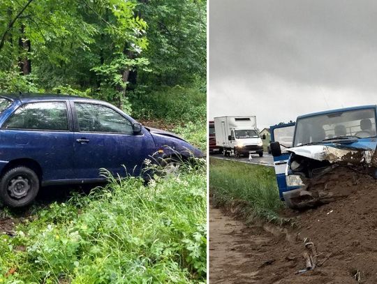 Ciężki poranek na drogach powiatu. Dwa samochody wypadły z jezdni. ZDJĘCIA