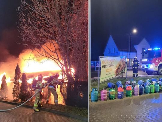 Groźny pożar przy ulicy Wyspiańskiego. Ogień pojawił się w sąsiedztwie stacji paliw. ZDJĘCIA