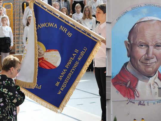Jan Paweł II patronem szkoły w Sławięcicach. Przekazanie sztandaru i odsłonięcie muralu