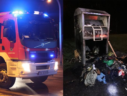 Ktoś podpalił kontener z odzieżą używaną. Interwencja straży pożarnej