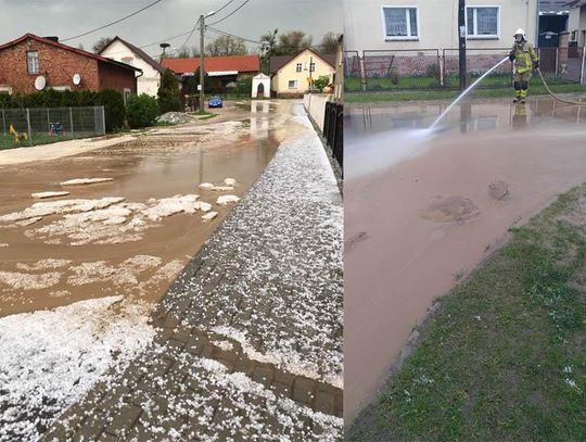 Lawina błota i gradu na drogach. Skutki ulewy w miejscowościach powiatu