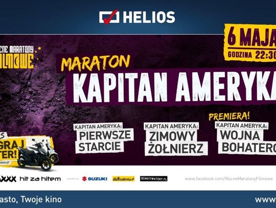 Nocny Maraton Filmowy w Heliosie. Zagrają trzy części przygód Kapitana Ameryki
