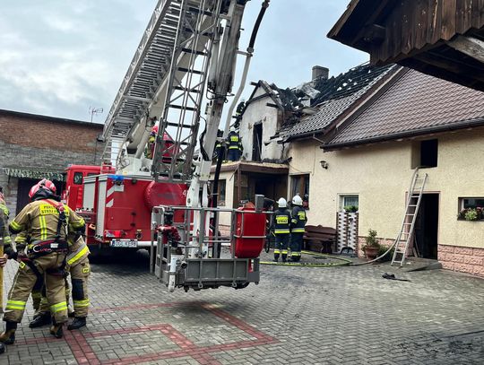Nocny pożar domu w Przewozie. Z ogniem walczyło 50 strażaków