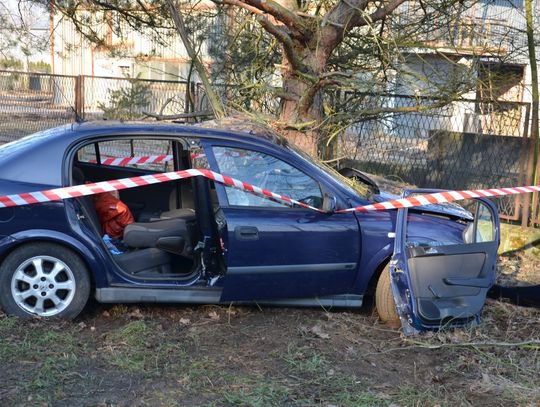 Opel uderzył w drzewo. Strażacy uwalniali zakleszczonego w pojeździe kierowcę. ZDJĘCIA