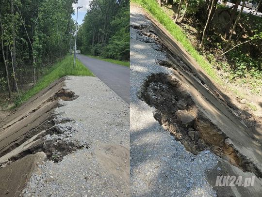 Osuwająca się ziemia przy nowej ścieżce rowerowej. Mieszkańcy alarmują, miasto reaguje