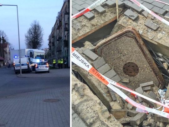 Pod ciężarówką zapadł się chodnik. Nietypowe zdarzenie w Koźlu