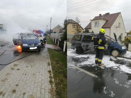 Pożar samochodu na ulicy Jana Brzechwy. Volkswagen zapalił się podczas jazdy