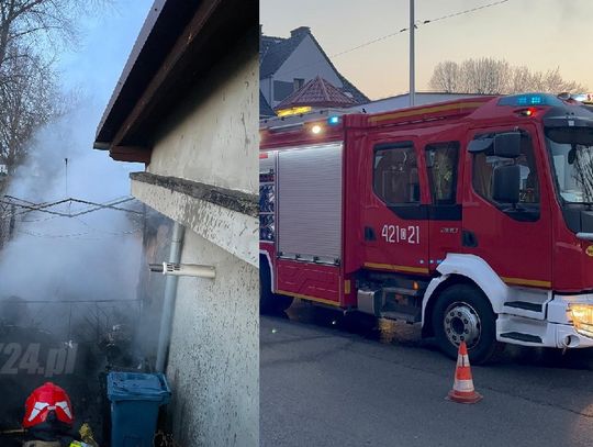 Pożar w rejonie kompleksu handlowego na Pogorzelcu. W akcji liczne zastępy straży i policja
