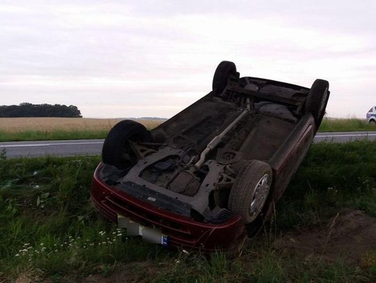 Renault dachowało na drodze krajowej nr 45. Kierowcę zgubiła nadmierna prędkość