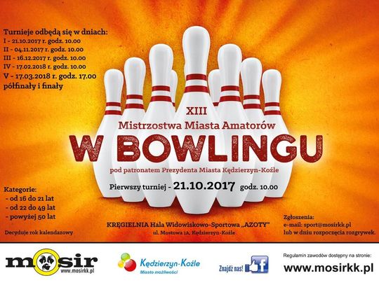 Ruszają 13. mistrzostwa miasta amatorów w bowlingu. W sobotę pierwszy turniej