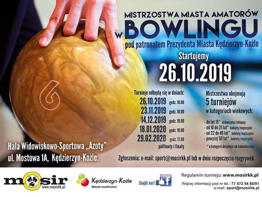 Ruszają amatorskie mistrzostwa miasta w bowlingu. W sobotę pierwszy turniej w hali Azoty