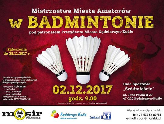 Ruszyły zapisy do amatorskich mistrzostw miasta w badmintonie