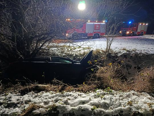 Samochód wypadł z drogi między Bytkowem a DK38. Interweniowały służby