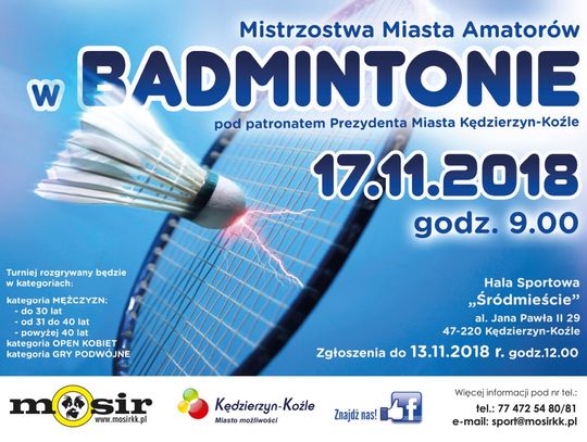 Trwają zapisy do amatorskich mistrzostw miasta w badmintonie