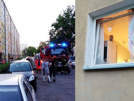 Wybuch w mieszkaniu na Pogorzelcu. Z okien wyleciały szyby. Dwie osoby ranne