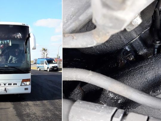 Z ukraińskiego autobusu wyciekał olej. Inspektorzy zapobiegli niebezpiecznej jeździe