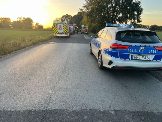 Zdarzenie drogowe w Bierawie. Droga w kierunku Cisku całkowicie zablokowana