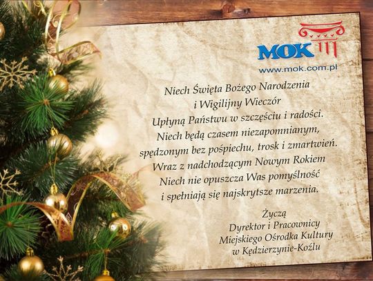Życzenia bożonarodzeniowe i noworoczne MOK dla Czytelników KK24.pl