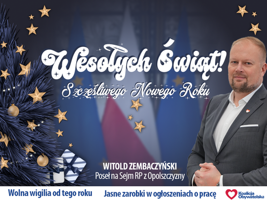 Życzenia bożonarodzeniowe i noworoczne posła Witolda Zembaczyńskiego dla Czytelników KK24.pl