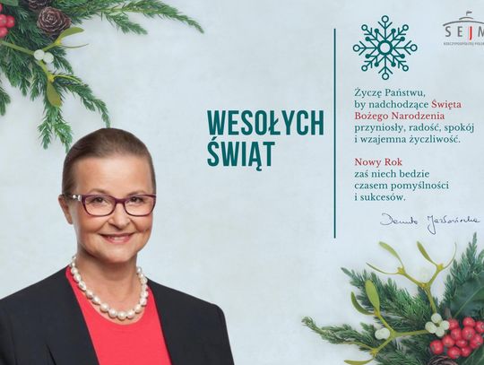 Życzenia bożonarodzeniowe i noworoczne posłanki Danuty Jazłowieckiej dla Czytelników KK24.pl