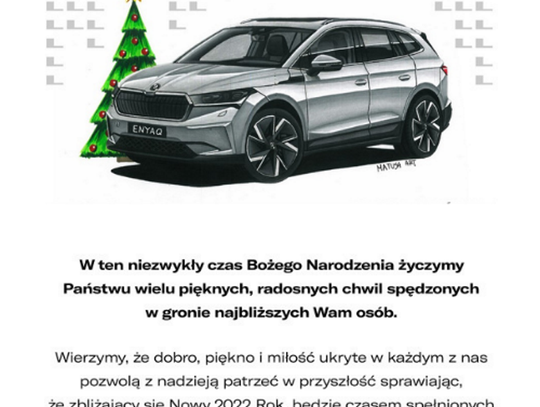 Życzenia bożonarodzeniowe i noworoczne Salonu Skoda Lellek Koźle dla Czytelników KK24.pl