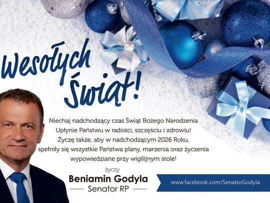 Życzenia bożonarodzeniowe i noworoczne senatora Beniamina Godyli dla Czytelników KK24.pl
