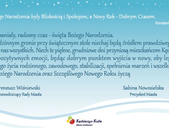 Życzenia bożonarodzeniowe i noworoczne władz miasta dla Czytelników KK24.pl