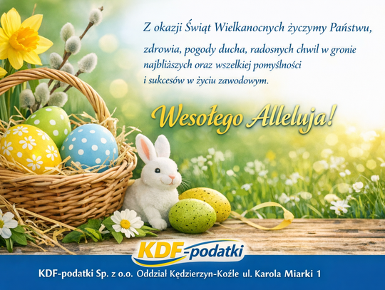Życzenia wielkanocne firmy KDF Zwrot Podatku z zagranicy dla Czytelników KK24.pl