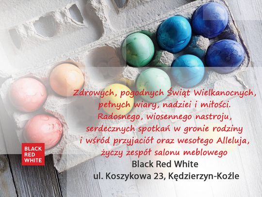 Życzenia wielkanocne salonu Black Red White dla Czytelników KK24.pl
