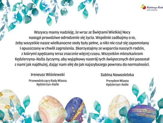 Życzenia wielkanocne władz miasta dla Czytelników KK24.pl