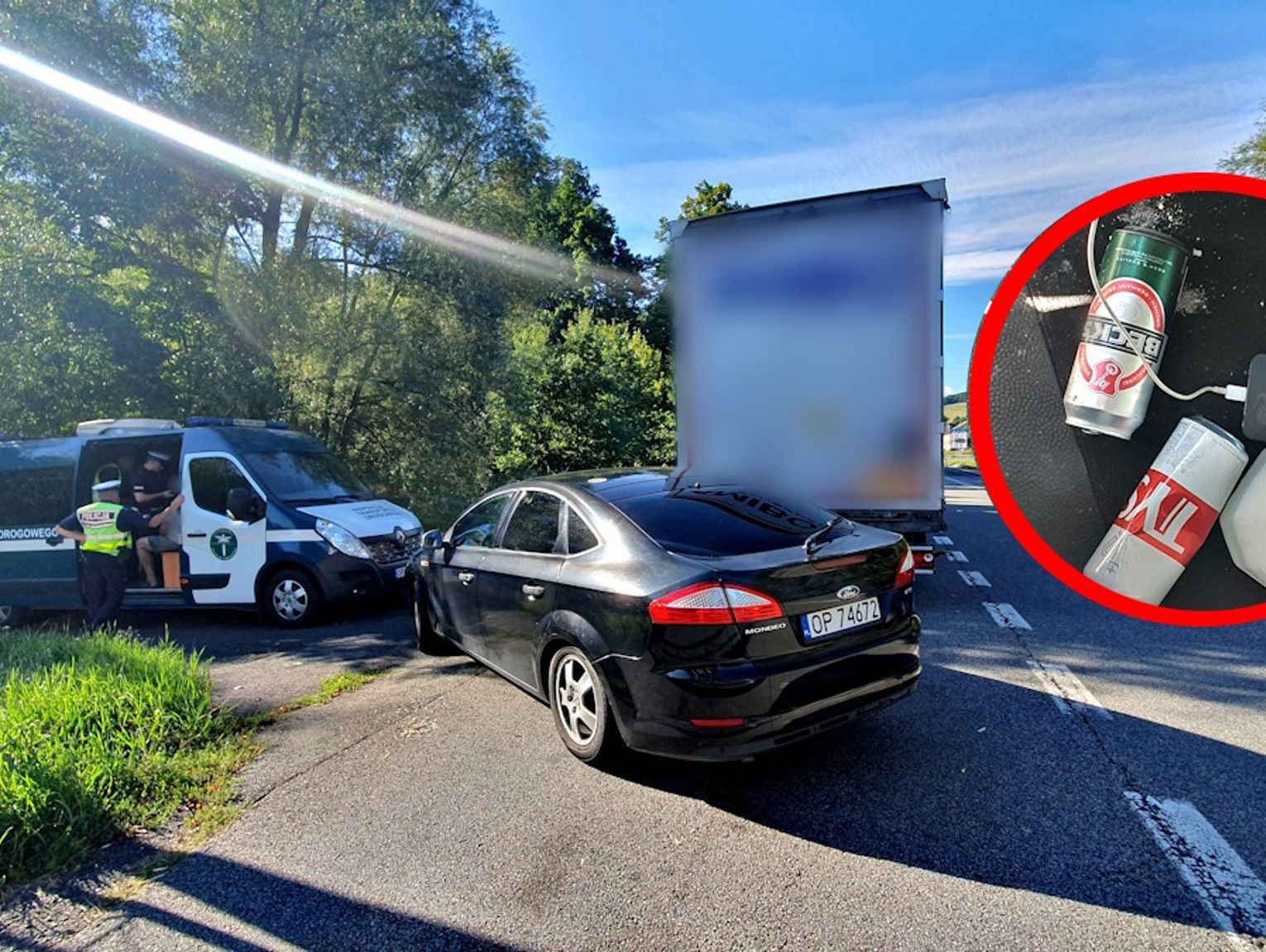 Jechał ciężarówką z fałszywym ukraińskim prawem jazdy. Miał prawie 2 promile i alkohol w kabinie