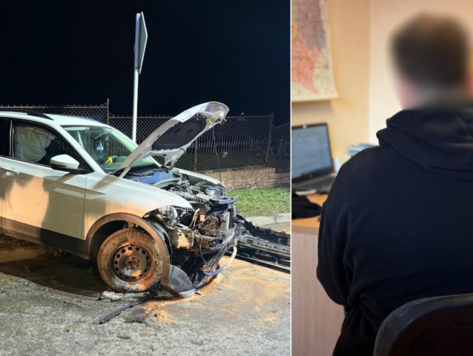 Pijany 21-latek wjechał w ogrodzenie cmentarza. Tłumaczył, iż wracał do domu po kłótni z dziewczyną