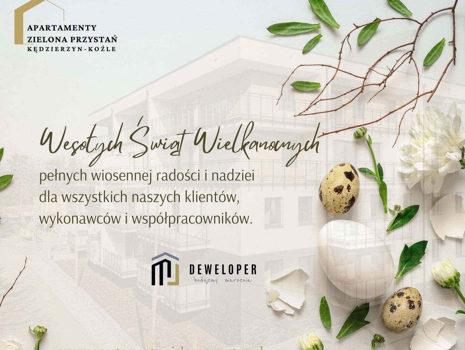 Życzenia wielkanocne firmy MJ Deweloper dla Czytelników KK24.pl