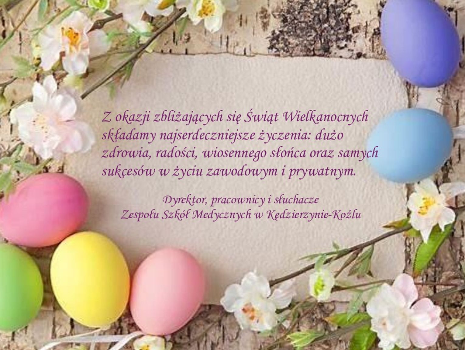 Życzenia wielkanocne Zespołu Szkół Medycznych dla Czytelników KK24.pl