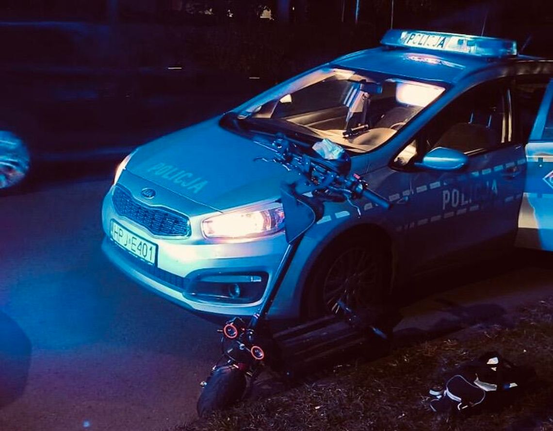 32-latek po narkotykach uciekał policji na hulajnodze. Spowodował kolizję z radiowozem
