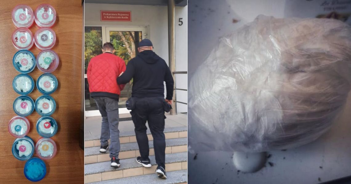 Akcja kryminalnych na jednej z ulic Kędzierzyna-Koźla. 36-latek zatrzymany z dużą ilością narkotyków. ZDJĘCIA