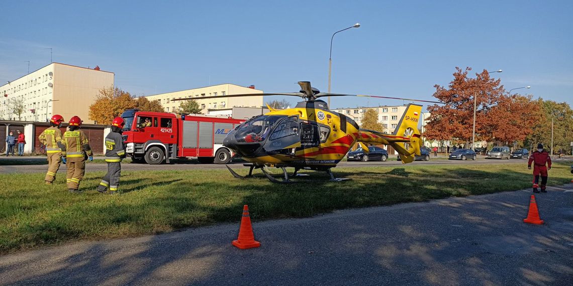 Akcja ratunkowa w Śródmieściu Kędzierzyna-Koźla. Lądował śmigłowiec medyczny