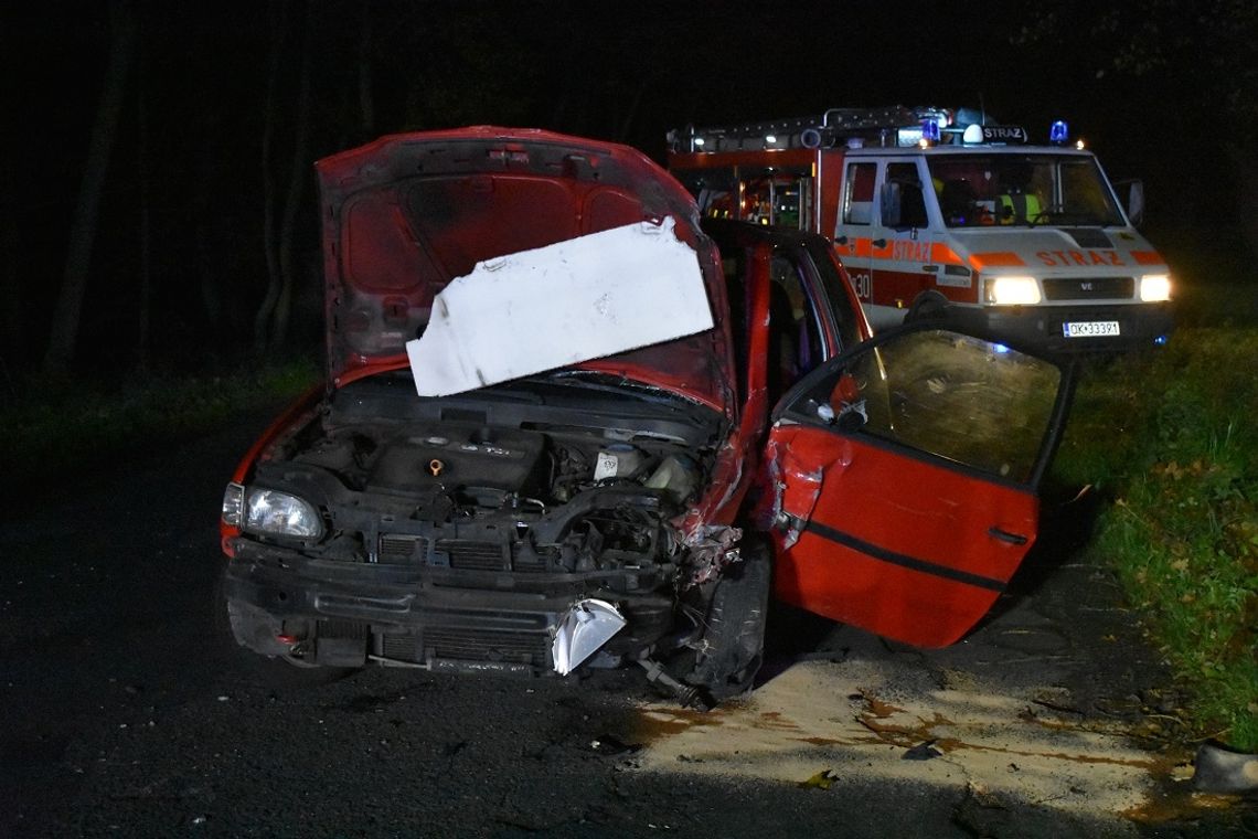 Czołowe zderzenie dwóch osobówek w lesie między Miejscem Kłodnickim a Sławięcicami