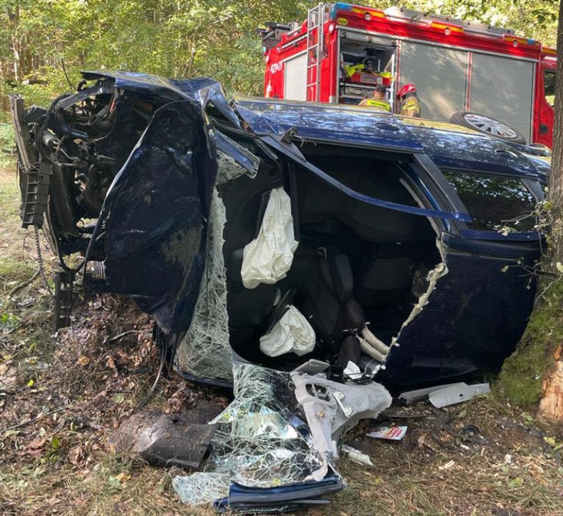 Dachowanie samochodu osobowego na wojewódzkiej 408. Strażacy wydobyli nieprzytomnego kierowcę z auta. ZDJĘCIA