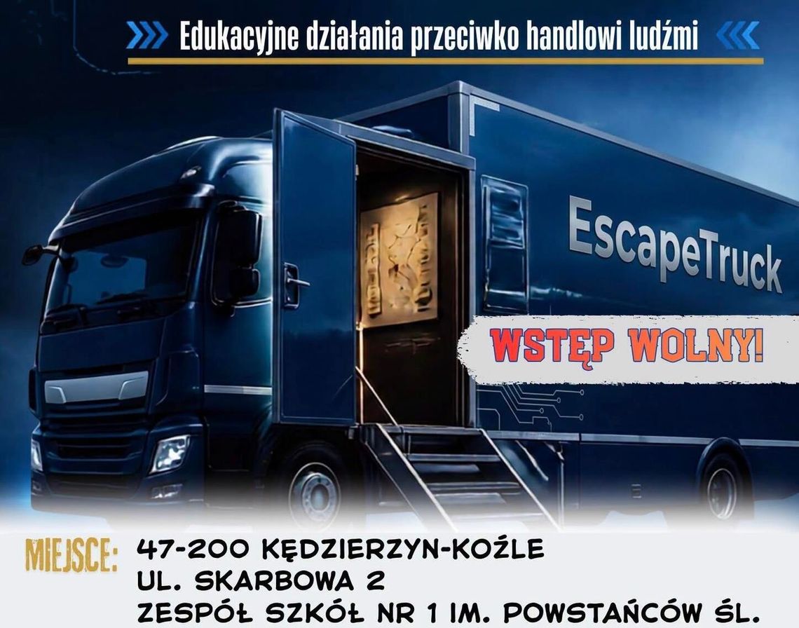 Escape Truck w Kędzierzynie-Koźlu. Uczestnicy zmierzą się z zagadkami dotyczącymi handlu ludźmi Escape Truck w Kędzierzynie-Koźlu. Uczestnicy zmierzą się z zagadkami dotyczącymi handlu ludźmi