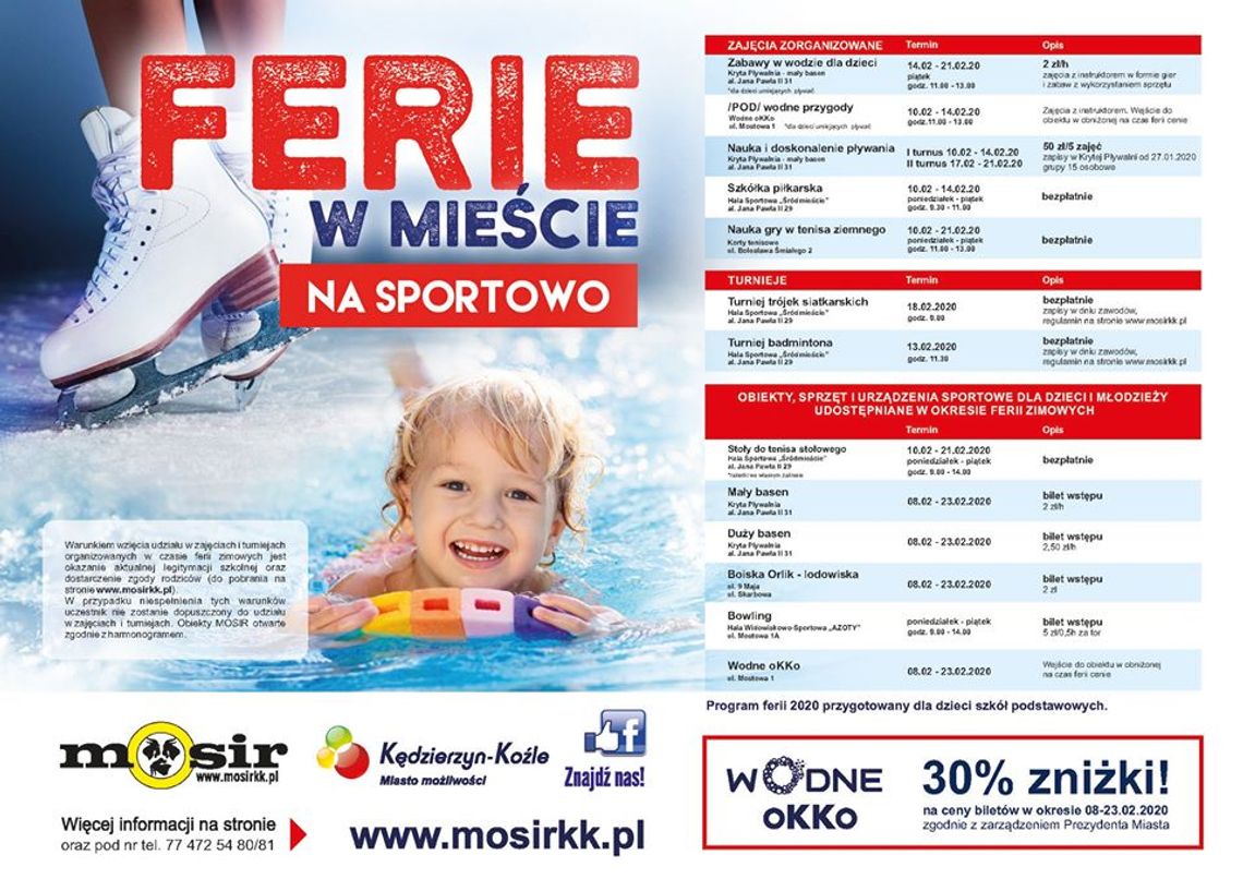 Ferie na sportowo w Kędzierzynie-Koźlu. Sprawdź, co w tym roku przygotował MOSiR