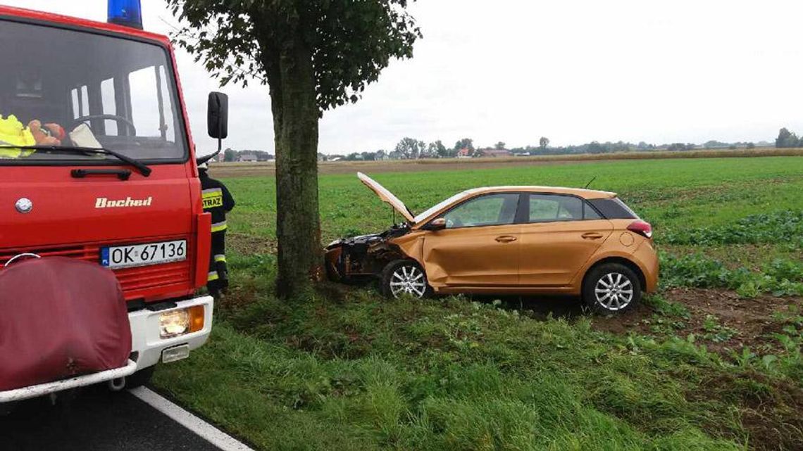 Hyundai rozbił się na drzewie. Wypadek na drodze krajowej w Mechnicy