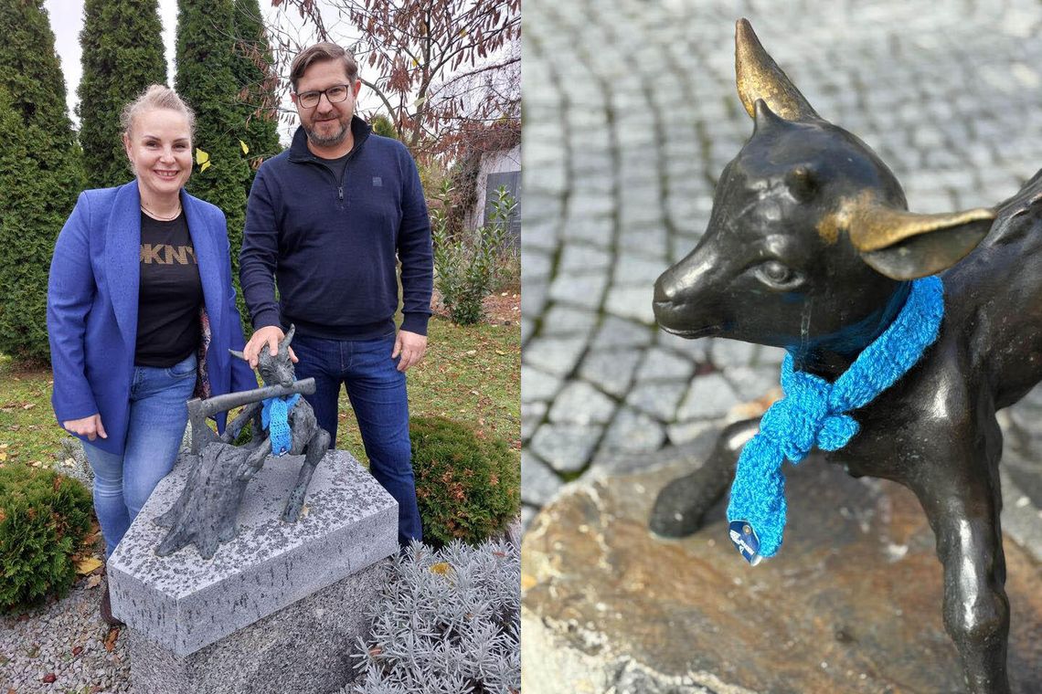 Kędzierzyńsko-kozielskie koziołki przybrały niebieskie szaliczki. Akcja promująca profilaktykę onkologiczną