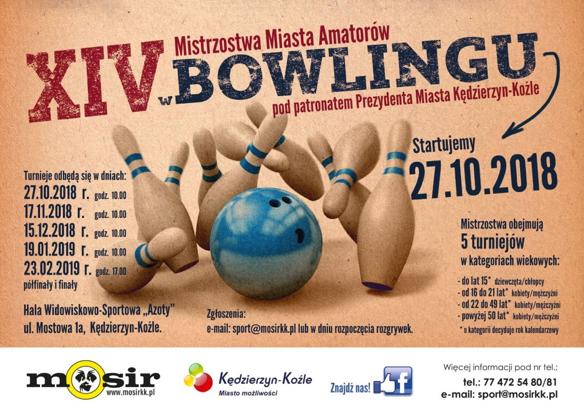 Kolejna edycja amatorskich mistrzostw miasta w bowlingu. Pierwszy turniej już w sobotę