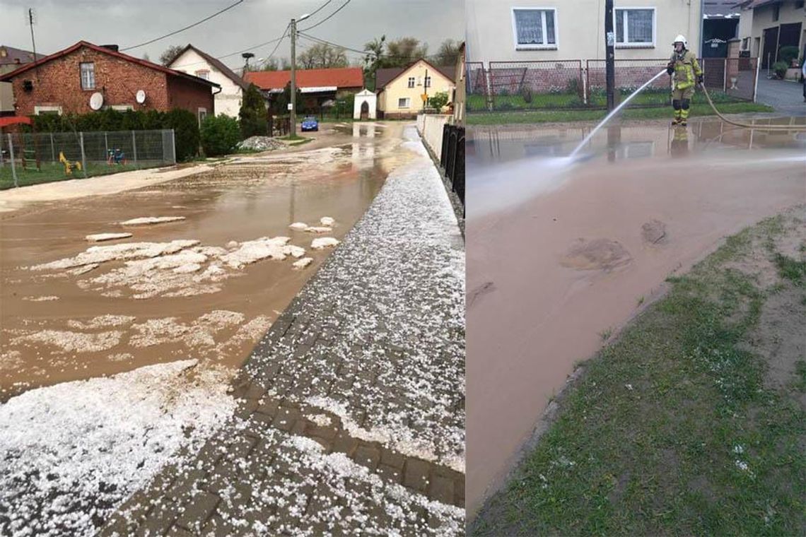 Lawina błota i gradu na drogach. Skutki ulewy w miejscowościach powiatu