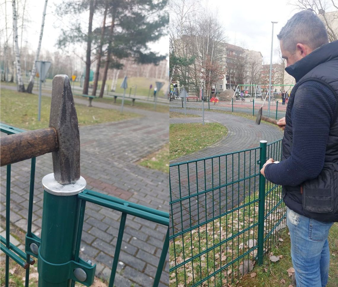 Mieszańcy osiedla sami wykonali brakujące elementy ogrodzenia i zamontowali je na słupkach. Teraz jest odpowiednio zabezpieczone