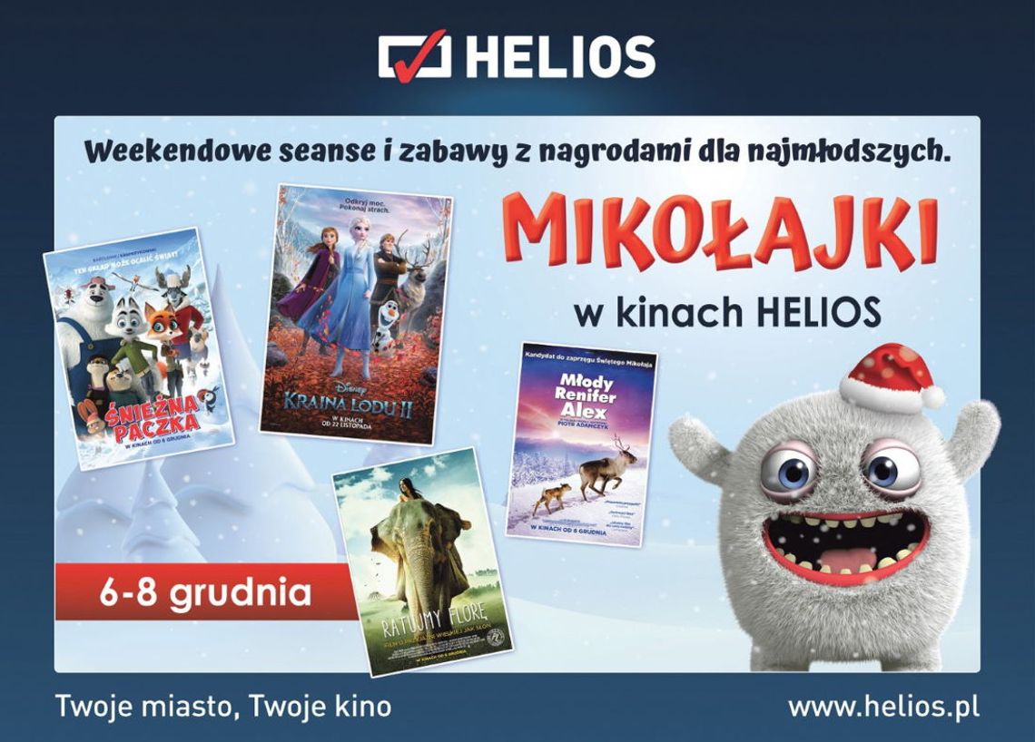 Mikołajki w kinie Helios. Od piątku do niedzieli specjalne seanse i atrakcje dla dzieci