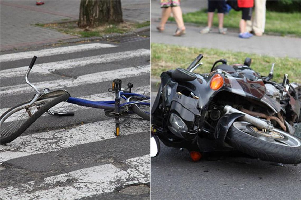 Motocyklista nie miał prawa jazdy, rowerzystka była po spożyciu. Ustalenia z wczorajszego wypadku